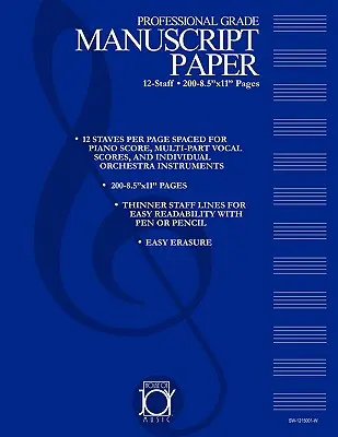 House of Joy Music Deluxe 12-stranový rukopisný papier - House of Joy Music Deluxe 12-Staff Manuscript Paper