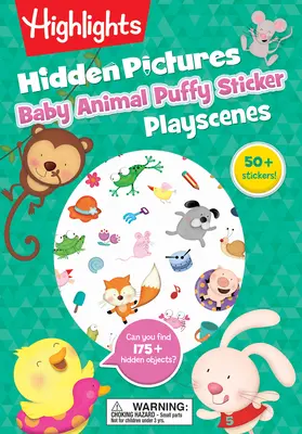 Skryté obrázky s detskými zvieratkami Hravé samolepky - Baby Animal Hidden Pictures Puffy Sticker Playscenes