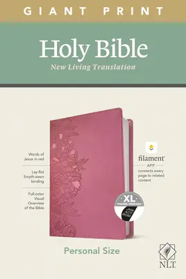 Biblia NLT v osobnej veľkosti s obrovskou tlačou, vydanie s podporou filamentu (červené písmo, kožená, pivoňkovo ružová, indexovaná) - NLT Personal Size Giant Print Bible, Filament Enabled Edition (Red Letter, Leatherlike, Peony Pink, Indexed)