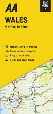 Cestovná mapa Británie: Wales - Road Map Britain: Wales