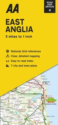 Cestovná mapa Británie: Východné Anglicko - Road Map Britain: East Anglia