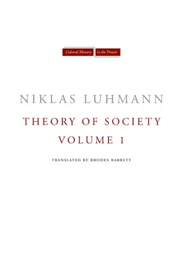 Teória spoločnosti, 1. zväzok - Theory of Society, Volume 1