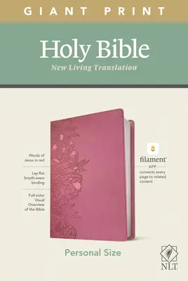Biblia NLT Personal Size Giant Print, Filament Enabled Edition (Red Letter, Leatherlike, Peony Pink) - NLT Personal Size Giant Print Bible, Filament Enabled Edition (Red Letter, Leatherlike, Peony Pink)