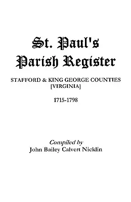 Farská matrika svätého Pavla - St. Paul's Parish Register