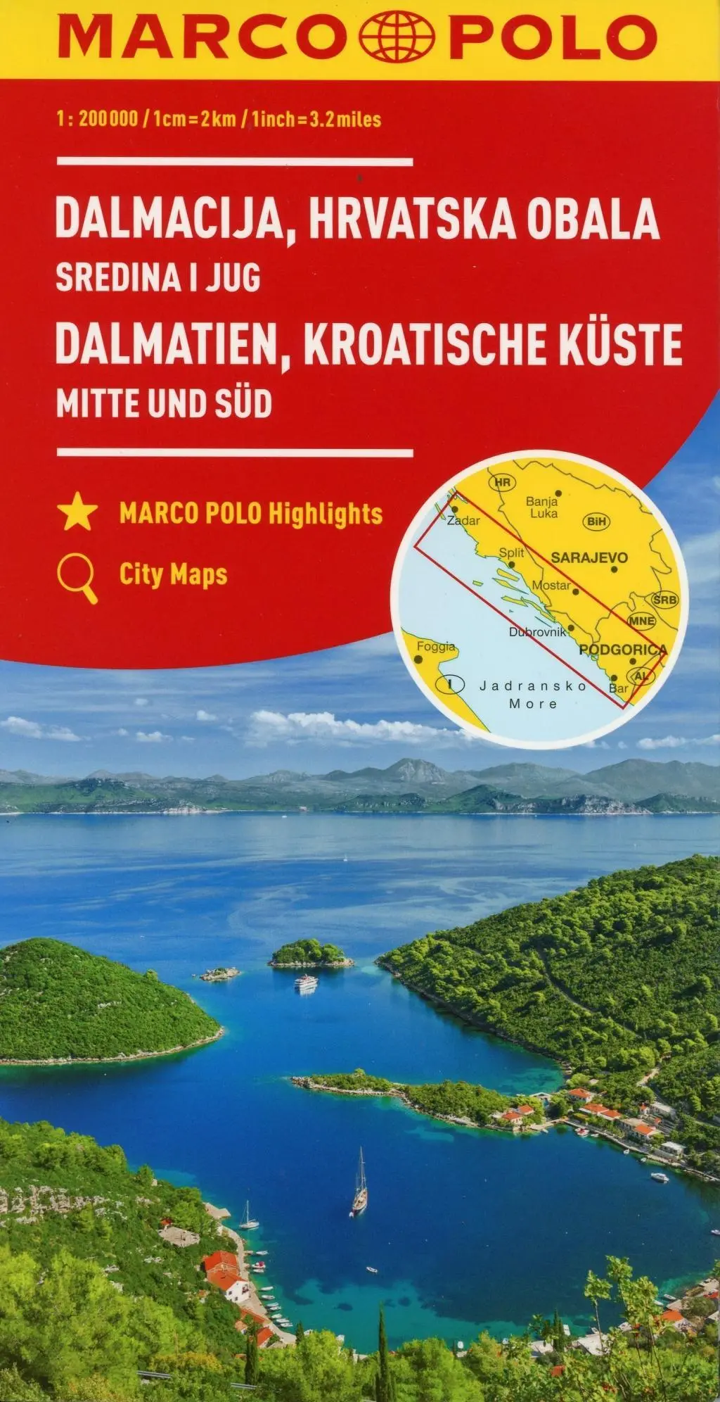 Chorvátsko - Dalmátske pobrežie Marco Polo - mapa - Croatia Dalmatian Coast Marco Polo Map