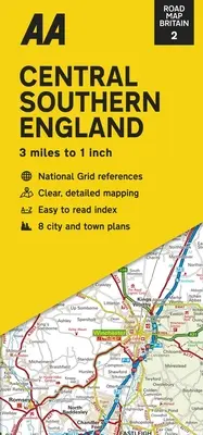 Cestná mapa Británie: Stredné južné Anglicko - Road Map Britain: Central Southern England
