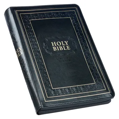 Svätá Biblia KJV, obria tlač, plná veľkosť, umelá koža, index na palec a značka na stuhe, vydanie s červenými písmenami, verzia kráľa Jakuba, čierna, zapínanie na zips - KJV Holy Bible, Giant Print Full-Size Faux Leather W/Thumb Index & Ribbon Marker, Red Letter Edition, King James Version, Black, Zipper Closure