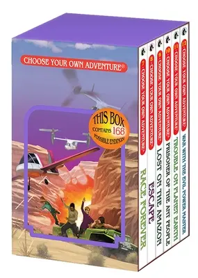 Vyberte si vlastné dobrodružstvo 6-knižný box set č. 2 (Závod navždy, Útek, Stratený na Amazónii, Väzeň mravčieho ľudu, Problémy na planéte Zem, Vojna s - Choose Your Own Adventure 6-Book Boxed Set #2 (Race Forever, Escape, Lost on the Amazon, Prisoner of the Ant People, Trouble on Planet Earth, War with