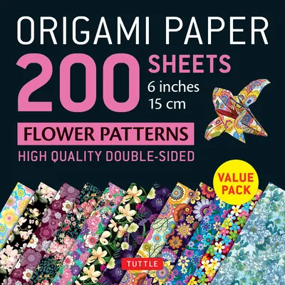 Origami papier 200 listov Kvetinové vzory 6 (15 CM): Obojstranné listy na origami s potlačou 12 rôznych vzorov (vrátane návodov na 6 projektov) - Origami Paper 200 Sheets Flower Patterns 6 (15 CM): Double Sided Origami Sheets Printed with 12 Different Designs (Instructions for 6 Projects Include