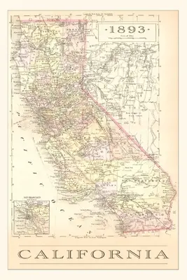 Vintage Journal Mapa Kalifornie z roku 1893 - The Vintage Journal 1893 Map of California