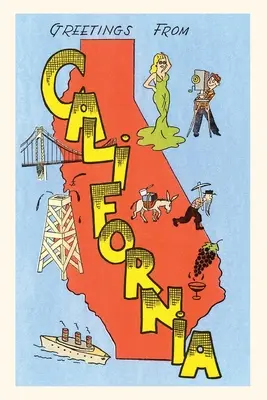 Vintage Journal Pozdravy z Kalifornie, karikatúra - The Vintage Journal Greetings from California, Cartoon