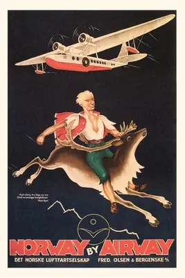 Vintage Journal Nórsko, Muž na Karibu cestovný plagát - Vintage Journal Norway, Man on Caribou Travel Poster