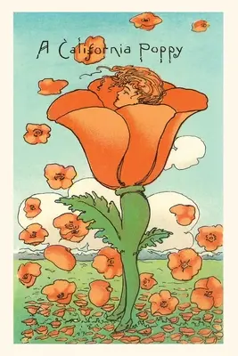 Vintage Journal Ilustrácia kalifornského maku Osoba - The Vintage Journal Illustration of California Poppy Person