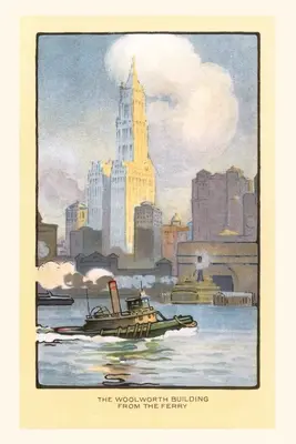 Vintage Journal Maľba budovy Woolworth z trajektu, New York - Vintage Journal Painting of Woolworth Building from Ferry, New York City