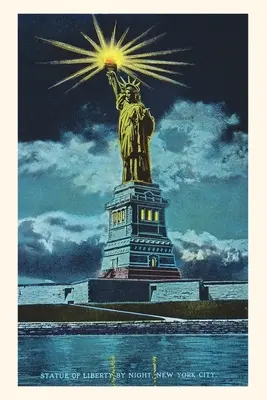 Vintage Journal Socha slobody v noci, prístav v New Yorku - Vintage Journal Statue of Liberty at Night, New York Harbor