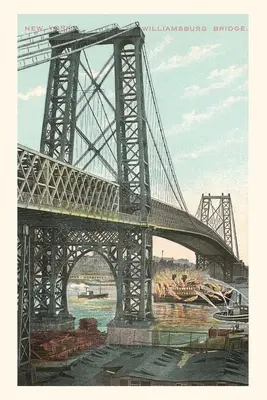Vintage Journal Loď v plameňoch pod mostom Williamsburg, New York - Vintage Journal Boat on Fire under Williamsburg Bridge, New York City