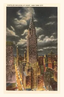 Vintage Journal Mesiac nad Chrysler Building, New York - Vintage Journal Moon over Chrysler Building, New York City