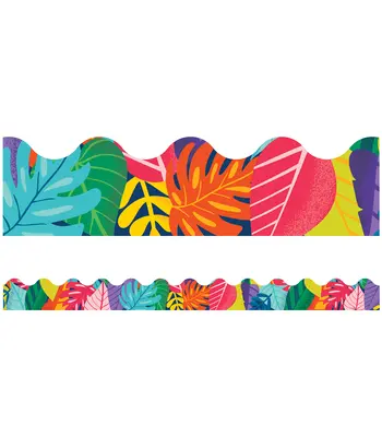 Jeden svet Farebné listy Hrebienkované okraje - One World Colorful Leaves Scalloped Borders