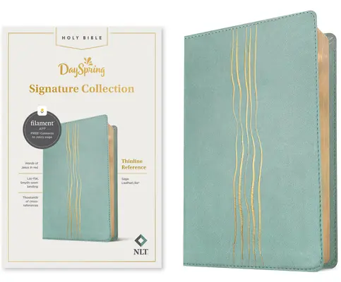 NLT Thinline Reference Bible, Filament Enabled Edition (Red Letter, Leatherlike, Sage) (Červené písmo, kožená väzba, šalvia): Dayspring Signature Collection - NLT Thinline Reference Bible, Filament Enabled Edition (Red Letter, Leatherlike, Sage): Dayspring Signature Collection
