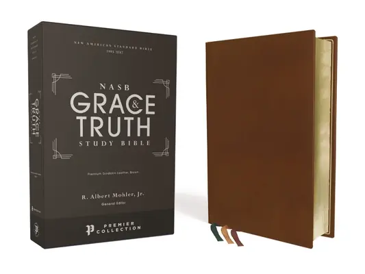 Nasb, študijná Biblia Milosť a pravda, prémiová kozia koža, hnedá, Premier Collection, čierne písmená, text z roku 1995, umelecké pozlátené okraje, pohodlná tlač - Nasb, the Grace and Truth Study Bible, Premium Goatskin Leather, Brown, Premier Collection, Black Letter, 1995 Text, Art Gilded Edges, Comfort Print
