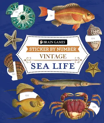 Hry na mozog - Nálepka podľa čísla - Vintage: (28 obrázkov na nalepenie) - Brain Games - Sticker by Number - Vintage: Sea Life (28 Images to Sticker)