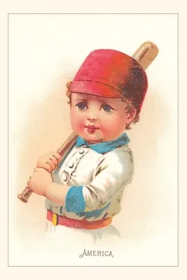 Vintage Journal America, malý chlapec s pálkou, ilustrácia - Vintage Journal America, Little Boy with Bat, Illustration