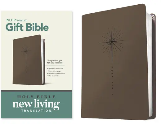 Prémiová darčeková Biblia NLT (červené písmená, kožená, hviezdicový kríž Taupe) - Premium Gift Bible NLT (Red Letter, Leatherlike, Star Cross Taupe)