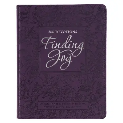 Nájsť radosť - 366 pobožností, fialová kvetinová pobožnosť z umelej kože pre ženy - Finding Joy - 366 Devotions, Purple Floral Faux Leather Devotional for Women
