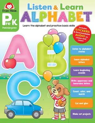 Počúvaj a uč sa: Alphabet, Grade Prek Pracovný zošit - Listen and Learn: Alphabet, Grade Prek Workbook