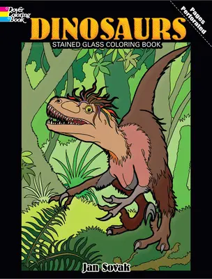Dinosaury vitrážová omaľovánka - Dinosaurs Stained Glass Coloring Book