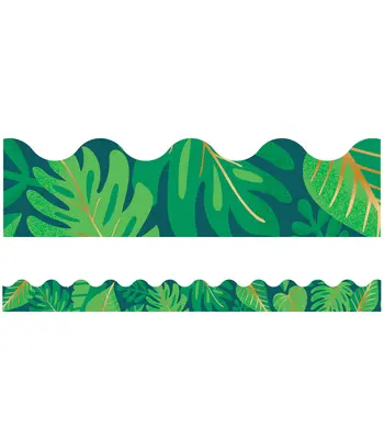 Jeden svet Tropické listy s vrúbkovanými hranami na nástenku - One World Tropical Leaves Scalloped Bulletin Board Borders