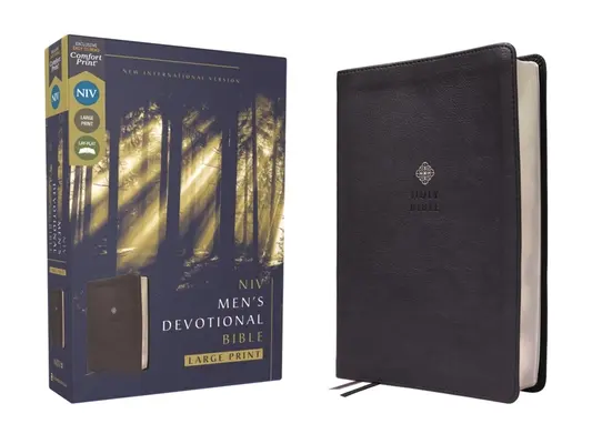 Niv, Pánska devocionálna biblia, veľká tlač, kožená, čierna, pohodlná tlač - Niv, Men's Devotional Bible, Large Print, Leathersoft, Black, Comfort Print