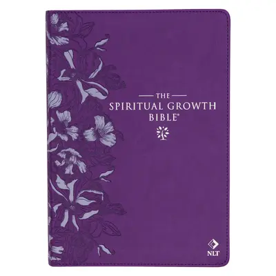 Biblia pre duchovný rast, študijná Biblia, NLT - New Living Translation Holy Bible, umelá koža, fialový reliéfny kvet - The Spiritual Growth Bible, Study Bible, NLT - New Living Translation Holy Bible, Faux Leather, Purple Debossed Floral