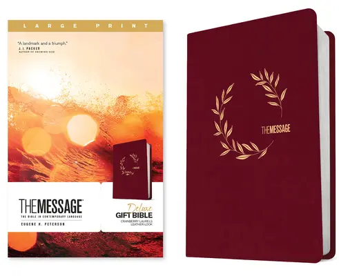 The Message Deluxe Gift Bible, Large Print (Leather-Look, Cranberry Laurels): darčeková Biblia The Message Deluxe, veľká tlač: Biblia v súčasnom jazyku, čierna väzba, farba lesklá (The Laure League) - The Message Deluxe Gift Bible, Large Print (Leather-Look, Cranberry Laurels): The Bible in Contemporary Language