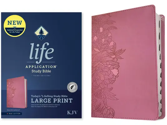 KJV Life Application Study Bible, Third Edition, Large Print (Red Letter, Leatherlike, Peony Pink, Indexed)