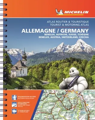 Michelin Nemecko, Benelux, Rakúsko, Švajčiarsko, Česko Turistický a motoristický atlas (dvojjazyčný): Cestný atlas (dvojjazyčný) - Michelin Germany, Benelux, Austria, Switzerland, Czechia Tourist & Motoring Atlas (Bi-Lingual): Road Atlas