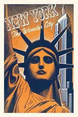 Vintage Journal Oranžová a modrá grafika hlavy Sochy slobody - Vintage Journal Orange and Blue Graphic of Statue of Liberty Head