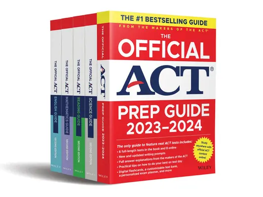 Kompletná sada oficiálnych príručiek pre prípravu na test ACT a predmety 2023-2024: Obsahuje oficiálne príručky pre ACT, angličtinu, matematiku, čítanie a prírodné vedy + 8 P - The Official ACT Prep & Subject Guides 2023-2024 Complete Set: Includes the Official ACT Prep, English, Mathematics, Reading, and Science Guides + 8 P