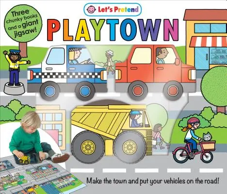 Sada na hranie s puzzle: PLAYTOWN - tri hrubé knihy a obrovské puzzle! - Puzzle Play Set: PLAYTOWN - Three Chunky Books and a Giant Jigsaw Puzzle!