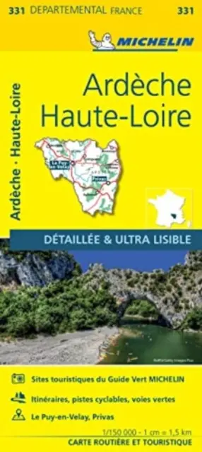 Ardeche, Haute-Loire - Michelin Local Map 331