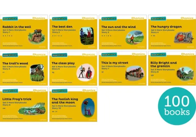 Read Write Inc. Phonics: Žltá sada: 5 ďalších kníh s príbehmi (balenie 100 ks) - Read Write Inc. Phonics: Yellow Set 5 More Storybooks (Pack of 100)