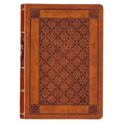 Svätá Biblia KJV, celokožené vydanie s obrou tlačou a červenými písmenami - index na palec a značka na stuhe, verzia Kráľa Jakuba, hnedá farba s diamantom - KJV Holy Bible, Giant Print Full-Size Faux Leather Red Letter Edition - Thumb Index & Ribbon Marker, King James Version, Brown Diamond