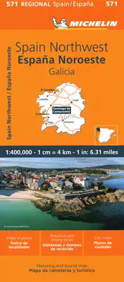 Michelin Španielsko: Severozápad, Galícia Mapa 571 - Michelin Spain: Northwest, Galicia Map 571