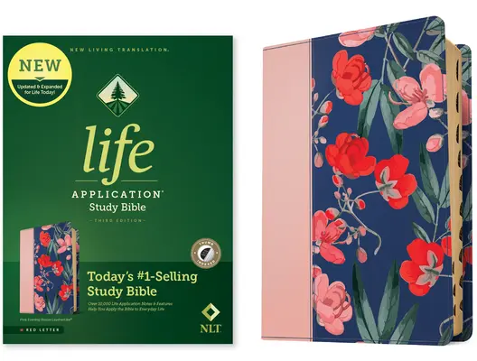 NLT Life Application Study Bible, tretie vydanie (kožená, Pink Evening Bloom, indexovaná, červené písmeno) - NLT Life Application Study Bible, Third Edition (Leatherlike, Pink Evening Bloom, Indexed, Red Letter)