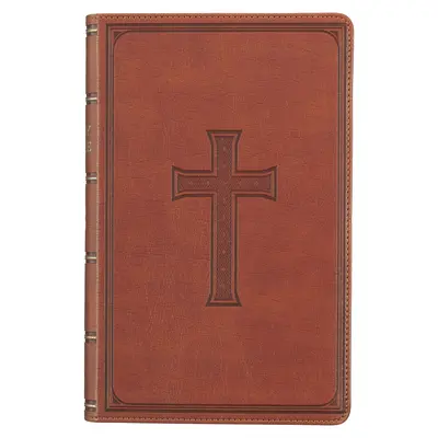 Svätá Biblia KJV, Veľká tlač štandardnej veľkosti, vydanie z umelej kože s červeným písmom - značka na stuhe, verzia kráľa Jakuba, hnedá - KJV Holy Bible, Giant Print Standard Size Faux Leather Red Letter Edition - Ribbon Marker, King James Version, Brown