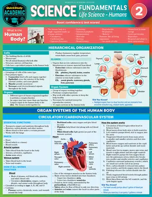 Základy prírodných vied 2 - Náuka o živote - Človek: Rýchloštudovaná laminovaná príručka a študijná pomôcka - Science Fundamentals 2 - Life Science - Humans: Quickstudy Laminated Reference & Study Guide