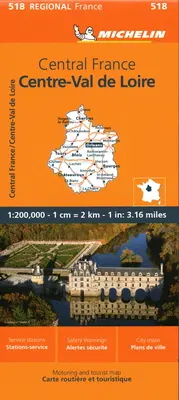 Francúzsko: Mapa Michelin: Stredné Francúzsko 518 - France: Central France Map 518