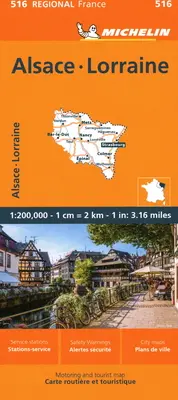 Francúzsko: Alsasko, Lotrinsko Mapa 516 - France: Alsace, Lorraine Map 516