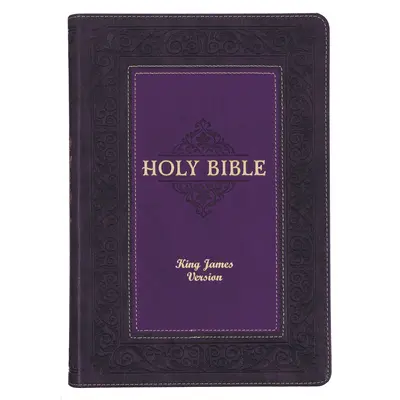 Študijná Biblia KJV, veľká tlač Svätá Biblia verzie kráľa Jakuba, záložky na palec, stužky, umelá koža, fialová dvojfarebná potlač - KJV Study Bible, Large Print King James Version Holy Bible, Thumb Tabs, Ribbons, Faux Leather Purple Two-Tone Debossed