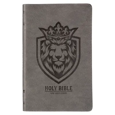Svätá Biblia KJV, darčekové vydanie pre chlapcov, verzia kráľa Jakuba, pružný obal z umelej kože, sivý emblém leva - KJV Holy Bible, Gift Edition for Boys King James Version, Faux Leather Flexible Cover, Charcoal Gray Lion Emblem